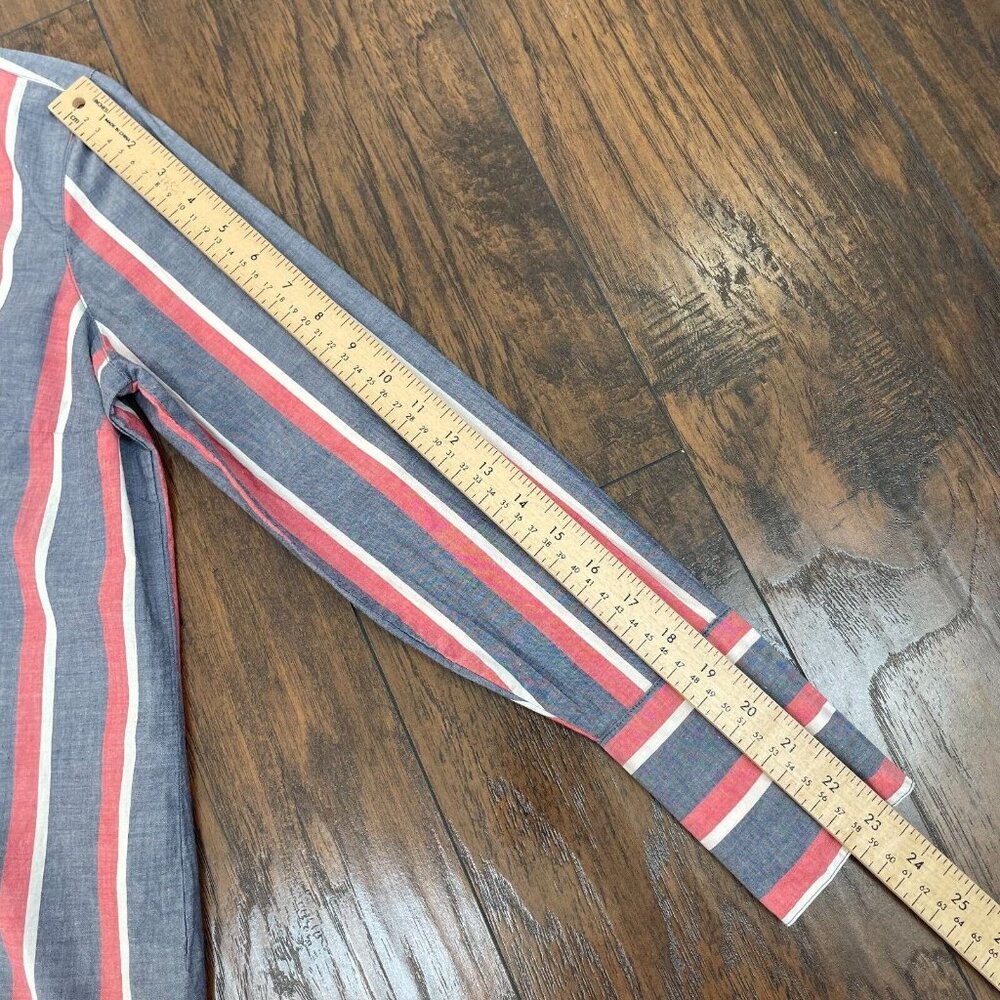 Old Navy Tunic Top Small Blue Red White Striped Americana Shirt Cotton Women's - Picture 10 of 12